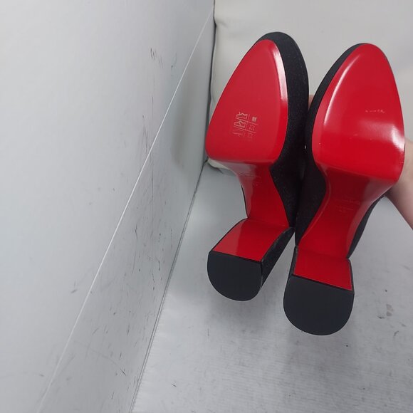 Christian Louboutin Movida Jane Black Glitter Platform Heel Shoe - Picture 2 of 13